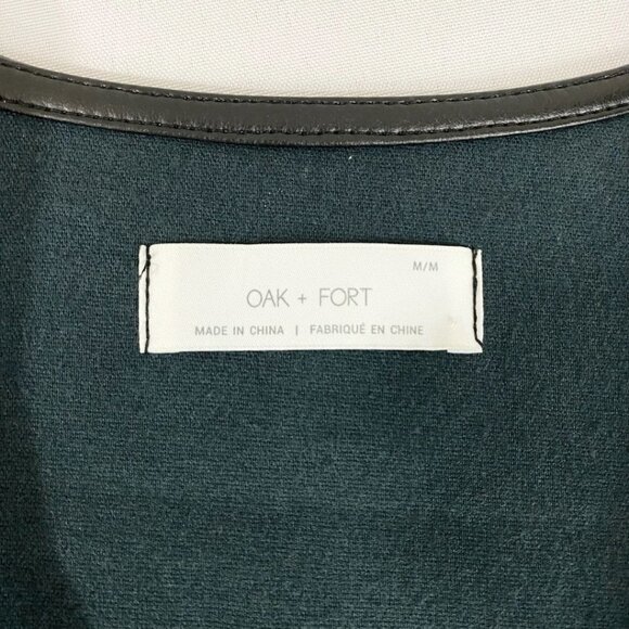 OAK + FORT BLACK FAUX LEATHER V-NECK SHORT SLEEVE BUTTON FRONT MINI DRESS - M - Picture 4 of 7